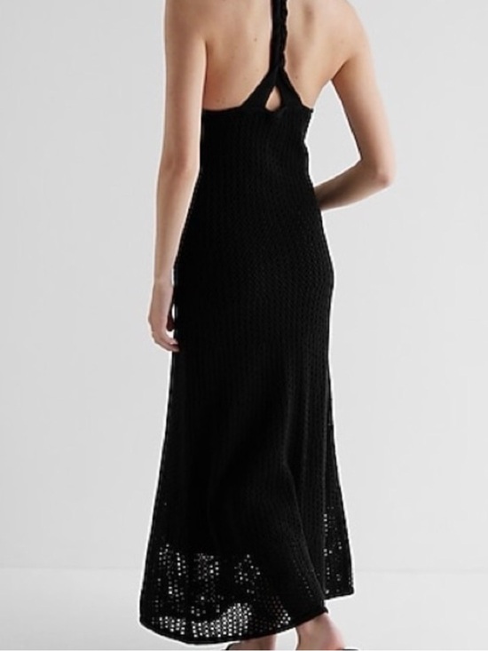 Express Dresses & Skirts - Express Black Crochet Backless Halter Maxi